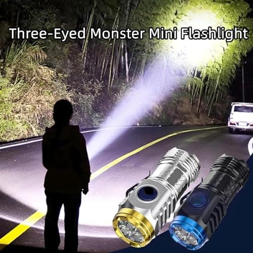 COJJ Three-Eyed Monster Mini Flashlight, Ultra Bright Portable Small LED Flashlight, Super Bright Mini Torch, Rechargeable Flashlights High Lumens Flash Light… — view 2