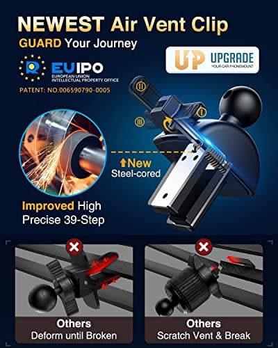 VANMASS Car Phone Holder 2026 BEST【85+ lbs Strongest Suction & Vent Clip】True Military-Grade Patent Universal Mobile Vehicle Mount Dashboard Windscreen Van Cradle for 17 Pro Max 16 15 14 Samsung, Red — view 6