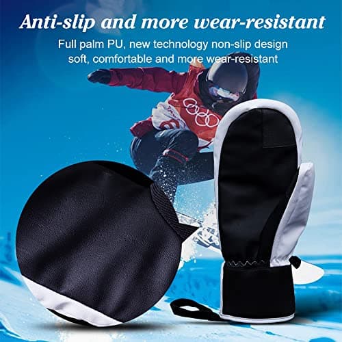 Bseical Ski Mittens Women Waterproof, Golf Mitts Men, Gloves Ladies, Thermal Touch Screen, Cotton Winter Touchscreen Unisex With Zip Pocket Sport Cycling Mtb Running Extra Warm (M, Black) — view 3