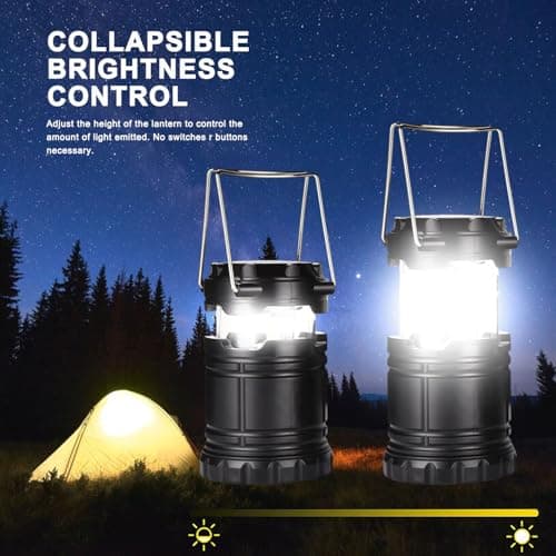 Camping Lights, 2 Pack Collapsible Camping Lantern Battery Powered, Portable LED Camping Lamp for Tents, Emergency Lighting with Foldable Hook for Hiking, Camping, Outages — view 2