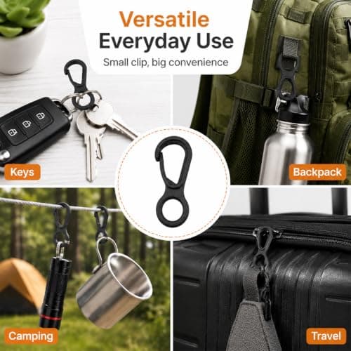 Anti-tangling Lightweight Plastic Hooks, 10Pcs Dual Swivel Carabiner Clips, Small Snap Buckle for Camping Tent Accessories, Durable Cord Hanging Clips for Backpacking Outdoor Organising — view 6