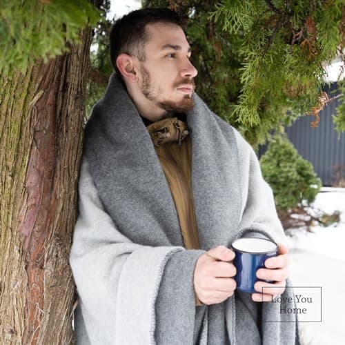 Merino Wool Outdoor Blanket, Camping & Travel Reversible Throw, 51 x 67 in — view 5