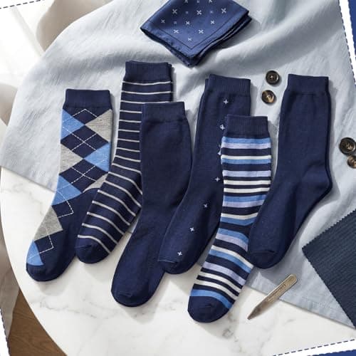 Zuimei 6 Pairs Men's Cotton Socks Business Smart Dress Crew Socks — view 6