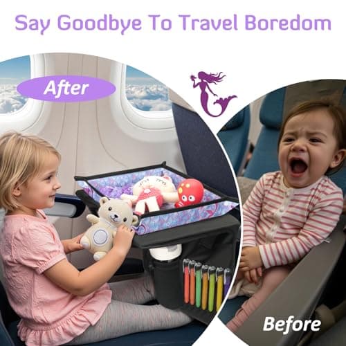 Airplane Tray Table Cover, Kids Travel Tray Table Cover for Car, Purple — view 3
