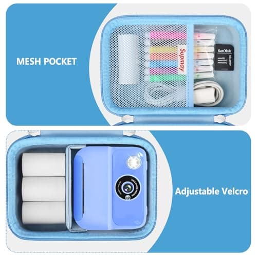 Supmay Kids Camera Case Compatible with Hangrui/HiMont/TIATUA/GREENKINDER/ETIKEZ/UIONVO/Gofunly/Lenudar/MYSTILUCK/Luoba Kids Camera Instant Print, Prints Paper Storage Bag, Blue — view 5
