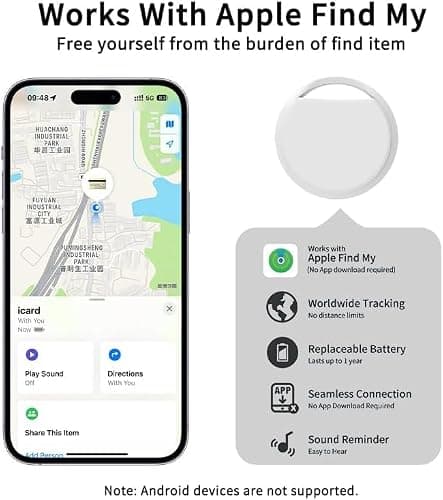 RSH Air Tracker Tag Bluetooth Item Finder, Compatible with Apple Find My APP (iOS Only) Replaceable Battery, IP67 Waterproof, for Keys, Wallets, Bags & Luggage — view 3