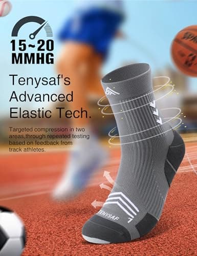Lounwee Mens Compression Running Socks: 360° Targeted Support Secure Fit — view 3