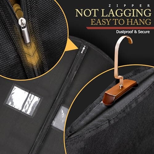Hleelomi 40-inch Garment Bags for Travel, Garment Bags for Hanging Clothes with Zipper and Visible Transparent Window, 1 Pack，Black — view 6