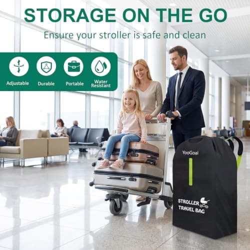 YooGoal Stroller Bag for Airplane 60x40x105cm, Pushchair Travel Bag Large Capacity Pram Cover for Gate Check Waterproof Buggy Accessories Suitable for Most Pushchairs — view 3