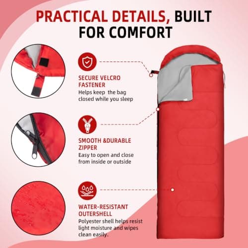 Sleeping Bag for Adults & Kids, Lightweight 3-Season Storage Bag (0.95kg) — view 3