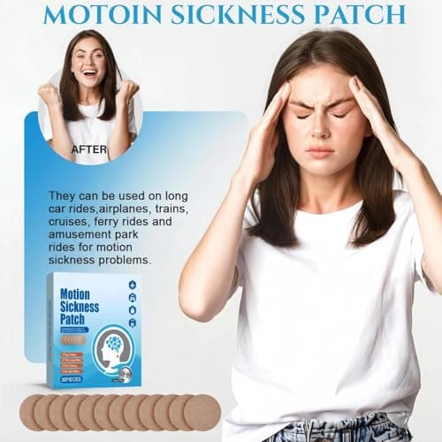Motion Sickness Patches, 36 PCS Travel-Ease Sickness Patches, Anti Nausea Relief for Adults, Sea-Sickness, Car-Sickness, Morning-Sickness, Long-Lasting Natural Ginger Formula — view 2