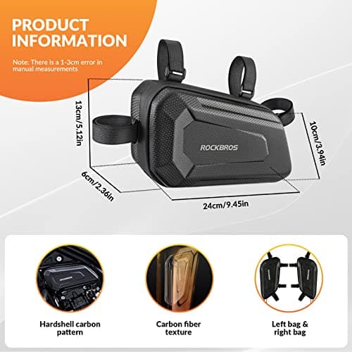 ROCKBROS Motorcycle Bag Frame Bag Motorcycle Water-Repellent Tool Bag 1.5L Black, Compatible with Most Motorcycles — view 4