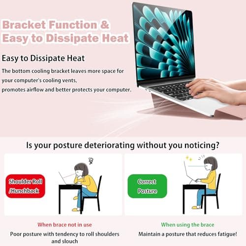 Hinnwer 13 14 Inch Laptop Sleeve Case for MacBook Air 13 M5/M4/M3/M2/M1 (2026-2020), MacBook Pro 13-14 M5/M4/M3/M2/M1 Pro/Max (2026-2020) Adjustable Stand Sleeve Pouch - Rose Gold — view 4