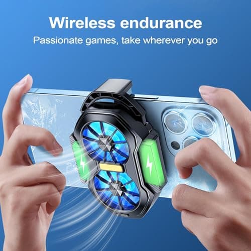 Frfik Smartphone Cooling Fan | 3.41 Inches Clip-On Phone Cooler | 2-Fan Thermal Reduction Cooling Pad | Portable Heat Sink For Mobile Gamings Dorm Travel Road Trip Students Adults Boys Girls [Android] — view 4