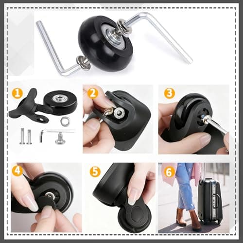 4Pcs Luggage Replacement Wheels, 45x18mm Universal Suitcase Wheels, Rubber Replacement Trolley Swivel Caster, Luggage Cart Wheels, Suitcase Repair Kit with Bearings — view 5