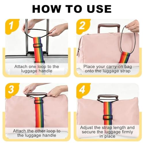 4 Pcs Adjustable Luggage Straps for Suitcases, Luggage Connector Straps for Suitcases, Travel Straps for Luggage Portable Travel Over Handle (Multicolor) — view 5