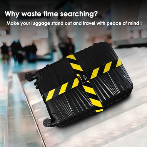 Adjustable Luggage Straps for Secure Travel,TSA Approved Heavy Duty Suitcase Belts with Quick-Release Buckle,Durable Travel Straps for Luggage Protection and Easy Identification 3 Pack (Black Yellow) — view 2