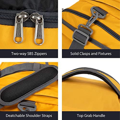 Ubon 55L Travel Duffel Backpack Waterproof 4-Way Holdall Gym Bag Yellow — view 5