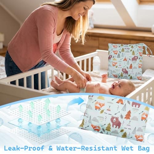 Aomig Waterproof Wet Bags 2 Pcs Reusable Nappy Bag Organiser(Forest) — view 6