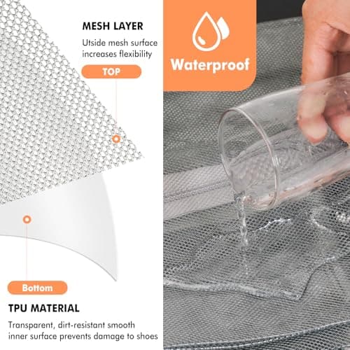jwtyu 1 Piece Shoe Bags for Travel Grey Shoe Bag Waterproof TPU Mesh Shoe Travel Bag with Zipper for Travelling or Home Storage — view 4