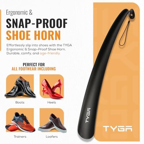 TYGA Long Handled Plastic Shoe Horn for Men & Women, Orange, 43cm, Pack of 1 — view 2