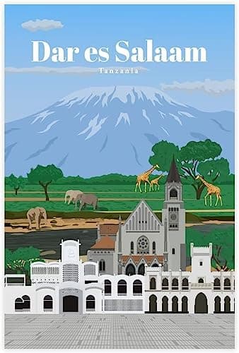 WEYUE Canvas Poster Dar Es Salaam Vintage Travel Poster Wall Posters Canvas Decorative Paintings Art Mural Unframed 40x60cm