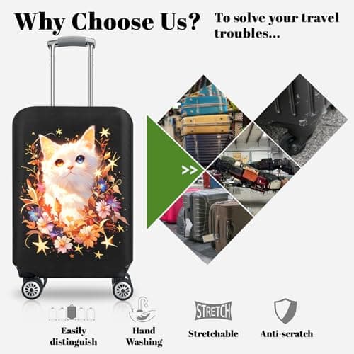 SICANAUO Luggage Covers, Elastic Travel Suitcase Protector, Personalised Suitcase Cover, Anti-Scratch Luggage Storage Covers, Travel Trolley Case Protector (Style 10, M (22-24 inch suitcase)) — view 4