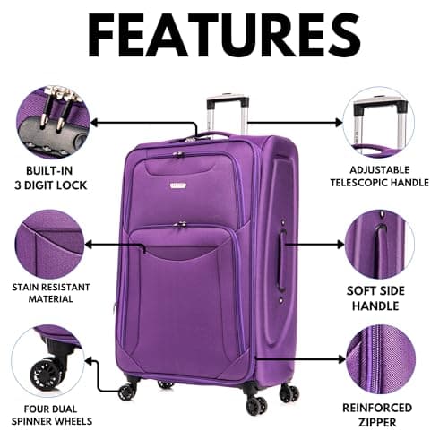 29" Large Super Lightweight 4 Wheel Suitcase Luggage Expandable With Wheels — view 3