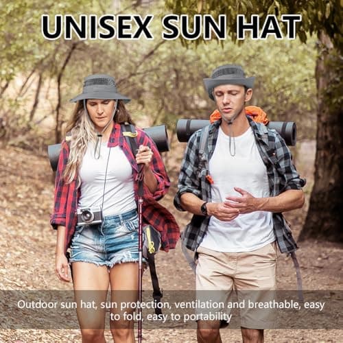 BSBUY UPF50+ Sun Hat With UV Protection Wide Brim, Breathable Mesh Safari Boonie for Fishing, Summer Lightweight Portable Foldable for Hiking Camping Climbing — view 5