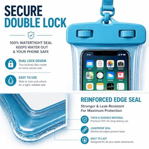 Floating Waterproof Phone Pouch IPX8, Universal Dry Bag Case for iPhone & Android, Beach Swimming Kayaking Phone Protector – Black — view 6