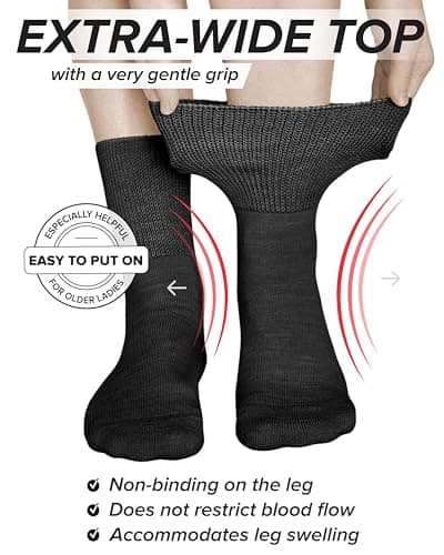 vitsocks Women's Diabetic MERINO WOOL Wide Top Gentle Grip Socks (2 PAIRS) Thermal Swollen Ankles Ladies Diabetes Feet, light beige, 6-8 uk — view 4