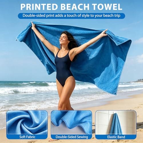 Indrnif Outdoor Magnetic Bath Towel 190 X 80 cm,Quick-Dry Sand-Resistant Beach Towel with Magnetic Closure,Oversized Microfiber Bath Towel for Travel, Swimming, Pool, Yoga, Hiking, Camping (blue) — view 3