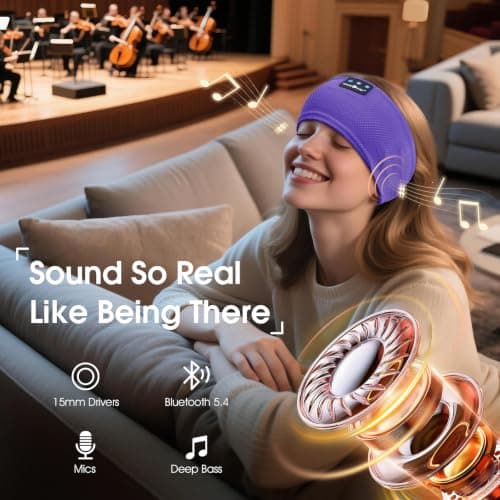 MUSICOZY Sleep Headphones Headband for Side Sleepers Cool & Breathable Mesh — view 6