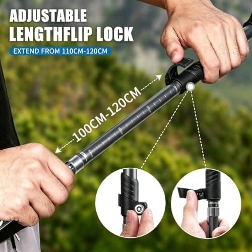 covacure Walking Poles, 7075 Aluminum Tri-fold, Adjustable Height, 2PCS — view 3