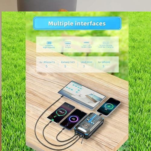 Outdoor Foldable Solar Large Capacity Charger Mobile Power Bank, Portable Mobile Charger Power Bank with 4 Solars Panels, Powerbank Fast Charging with Flashlight Light for Camping (C) — view 6