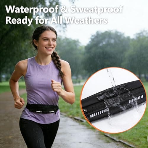 XJUNEYI Running Belt, Invisible Fitness Bum Bag with Reflective, Waterproof Phone Pouch for 7", Bounce-Free Fit Waist Pack for Gym, Jogging, Hiking, Cycling, Ultra-Light Sports Waist Bag for Men Women — view 4