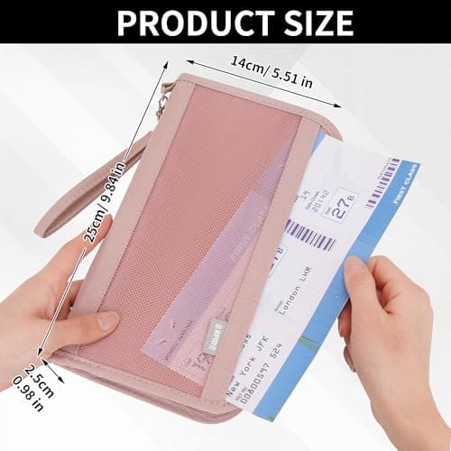 RFID Blocking Passport Holder Family Travel Holiday Wallet Accessories Document Organiser for Tickets Cash Passport ID Card Credit Cards Pen Waterproof Cover Travel Essentials Case for Women Men — view 4