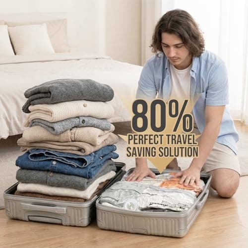 TAILI 6 Pack Cube Vacuum Storage Bags, Medium Size (63x48x27 cm), Clear — view 4
