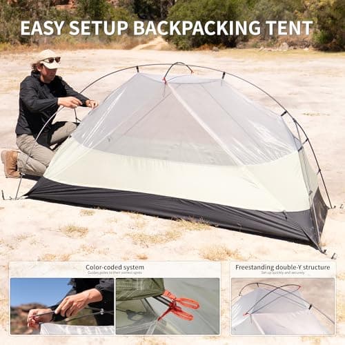 Naturehike Mongar Pro Ultralight Tents Windproof Waterproof Trekking Tent Portable 1 Person Tent 3-4 Season for Camping Hiking (Olive Green / 1 Person) — view 3