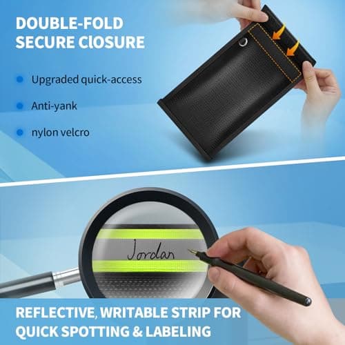 Eongreat Military Grade Faraday Bags for Phones, Fireproof & Waterproof Signal Blocking Pouch for 5G/WiFi/GPS/RFID, Anti-Hacking Go Dark Blocker Bag for Smartphones and Car Keys, 2 Pack (Green) — view 6