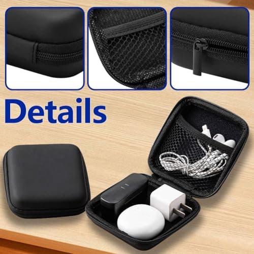SHUNCHG 2pcs Mini Earphone Case Protective Bag Box Hard Case Zipper Headphone Storage Bags EVA Hard Shell Square Carrying Case Multifunctional Earbud Storage Pouches — view 6