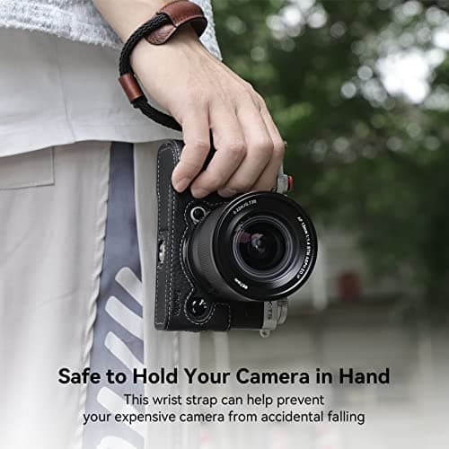 SMALLIRG Camera Wrist Strap, Vintage Leather Camera Hand Strap for DSLR SLR Mirrorless, Adjustable Safety Strap Fit for Fujifilm XT-50, X100VI, X-M5, for Sony, for Nikon, For Canon, Brown - 3926 — view 6