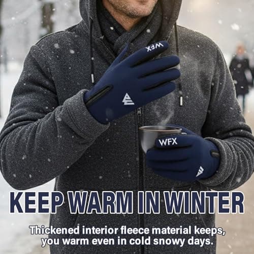 WESTWOOD FOX WFX Winter Gloves Touch Screen Anti Slip Warm Gloves Windproof Thermal Sports Cycling Glove for Men & Women Outdoor bike Glove for Running Camping Driving (Navy Blue, Xlarge) — view 6