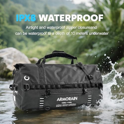 ARMORAIN Waterproof Travel Bag 120-140 L, Motorcycle Bag, Waterproof Motorcycle Tail Bag, Expedition Bag with Carry Strap, Roof Bag, Car for Motorcycle, Car, Camping, Boating, Kayaking — view 2