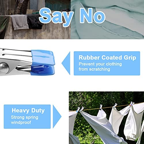 OSDUE Stainless Steel Clothes Pegs, 20Pcs Multifunctional Non-Slip Metal Clothe Pegs for Clothes, Sock, Shoes, Towel, Food Sealing, Photos — view 4
