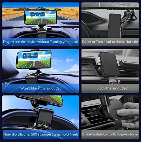 Orco Dashboard Phone Holder for Car Clip On Car Phone Mount 360 Degree Rotation Adjustable Automobile Cradle Suitable for Smartphone 4 to 7 inch — view 5