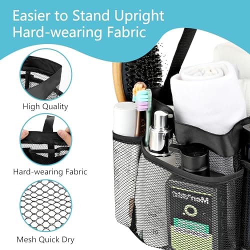 Dimeho Mesh Shower Caddy Bag Portable Large Capacity Bath Tote Basket Quick Dry Hangable Toiletry Organizer Bag 8 Storage Pocket for Gym College Dorm Beach Swimming Pool Camp Travel — view 2