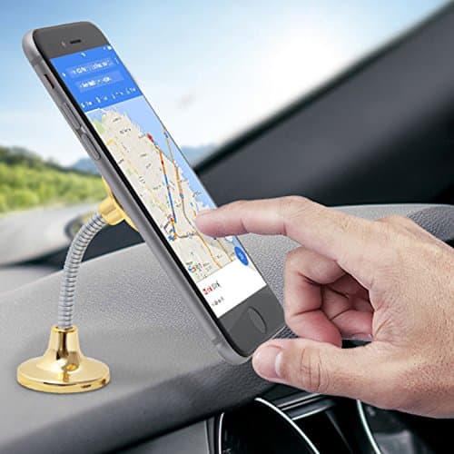 AQUARIUS Car Spring Magnetic Phone Holder, Gold 360° Rotation Dashboard Mount with 3M Adhesive Base, Universal Hands-Free Dashboard Cradle for iPhone & Android Smartphones — view 5