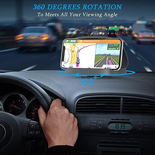 Tophot Car Phone Holder, Dashboard Mobile Phone Holder Mount for Cars with 360° Rotate Base, Horizontal & Vertical Viewing Car Phone Mount for iPhone Samsung Android Smartphones(Washable Reusable) — view 3