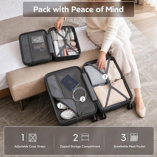 Kono Medium Suitcase 24 Inch, Durable Checked Luggage for Holiday Travel — view 5